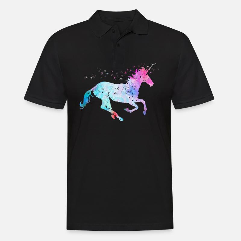 Einhorn mit Glitzer - Männer Poloshirt - Schwarz