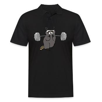 Workout raccoon - cadeau cool pour la salle de gym - Polo Homme - noir - Devant - Kai (181cm)