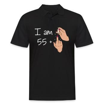 Ich bin 55 + 1 Mittelfinger Hemd Ich bin 55 plus, - Männer Poloshirt - Schwarz - Vorne - Kai (181cm)