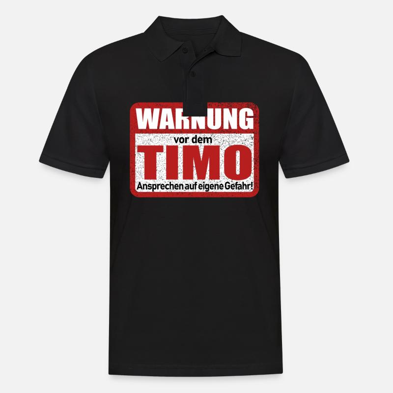Timo Name Lustiges Warnschild - Männer Poloshirt - Schwarz