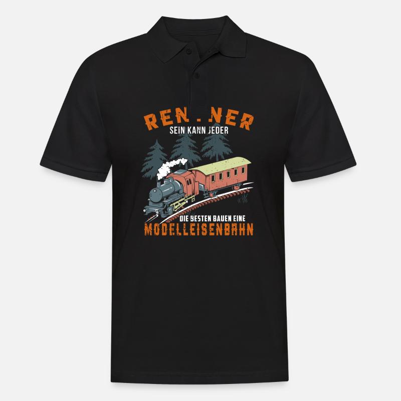 Modelleisenbahn Modellbauer Rentner Dampflok - Männer Poloshirt - Schwarz