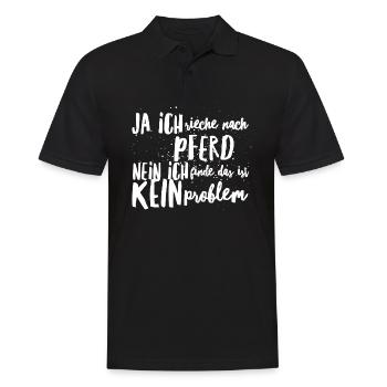 KLEINE KINDER LIEBEN PFERDE AUF DEM REITERHOF - Männer Poloshirt - Schwarz - Vorne - Kai (181cm)
