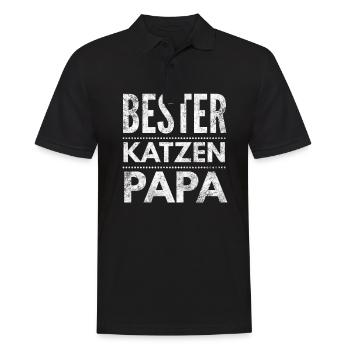 Bester Katzen Papa da schnurren die Katzen - Männer Poloshirt - Schwarz - Vorne - Kai (181cm)