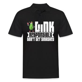 Pickelball Pickle Schläger Gurke Geschenk - Männer Poloshirt - Schwarz - Vorne - Kai (181cm)