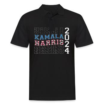 USA Flagge Farben nach Kamala Harris 2024 für - Männer Poloshirt - Schwarz - Vorne - Kai (181cm)