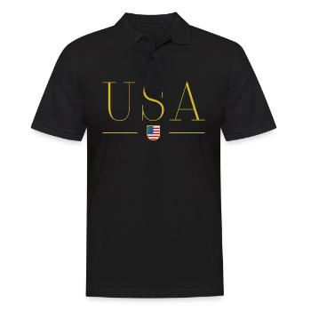 ich liebe USA, Eleganz Stil Design T-Shirt - Männer Poloshirt - Schwarz - Vorne - Kai (181cm)