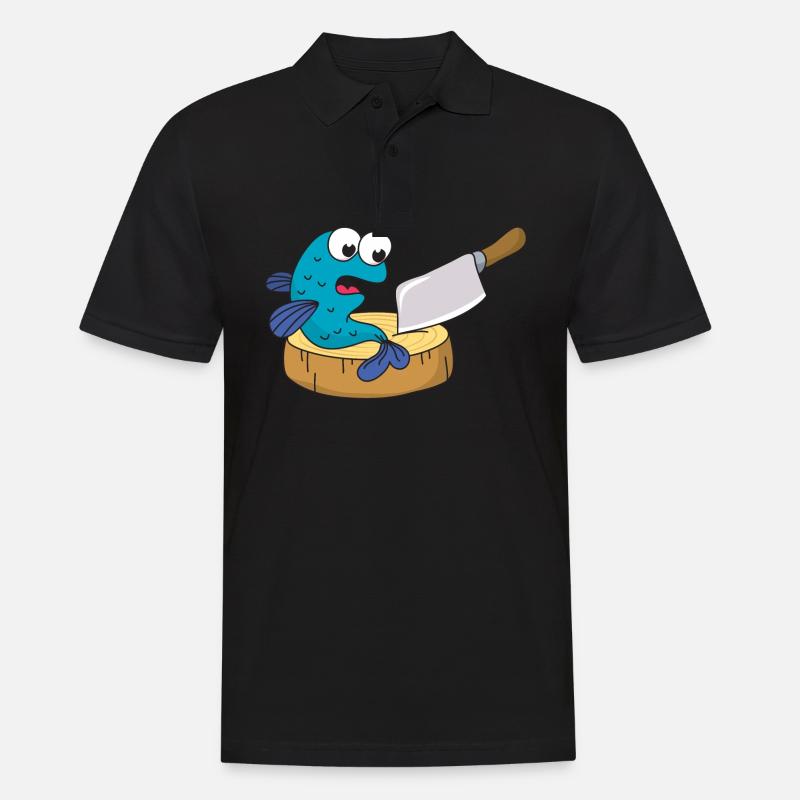 Fisch Messer Beil - Männer Poloshirt - Schwarz