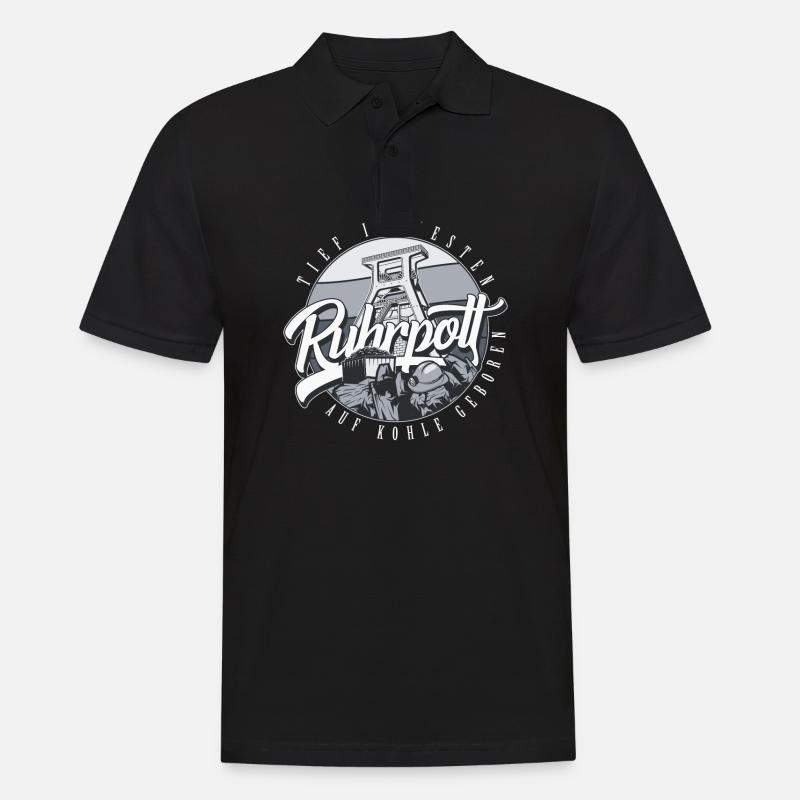 Ruhrpott - Förderturm - Männer Poloshirt - Schwarz