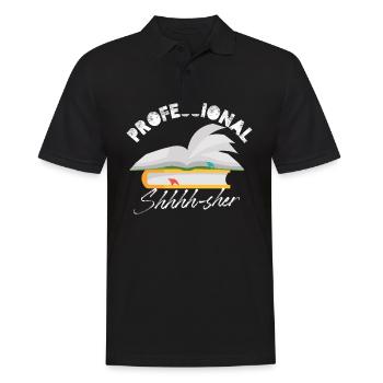 Professional Shhhh-Sher Bookworm Library Assistant - Männer Poloshirt - Schwarz - Vorne - Kai (181cm)