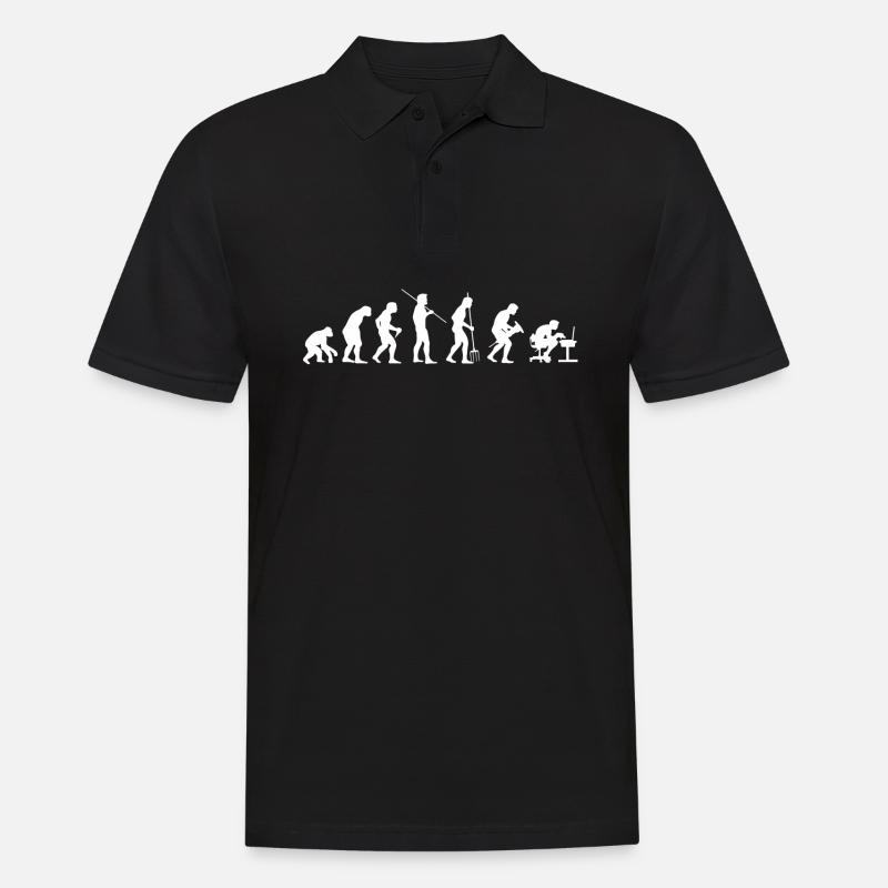 Evolution der Menschlichen Arbeit Computerarbeit - Männer Poloshirt - Schwarz