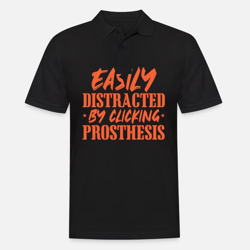 Easily Distracted By Clicking Prosthesis - - Männer Poloshirt - Schwarz