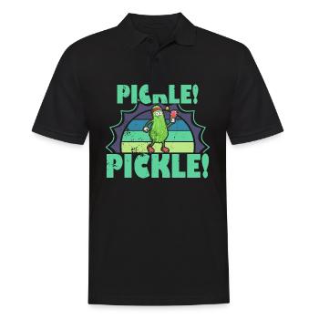 Pickle Pickelball Gurke Schläger Lustig - Männer Poloshirt - Schwarz - Vorne - Kai (181cm)