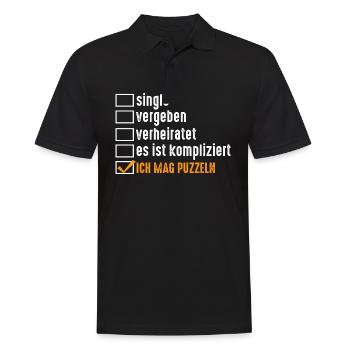 Puzzlefan Puzzler Beziehungsstatus Puzzleteile Puz - Männer Poloshirt - Schwarz - Vorne - Kai (181cm)