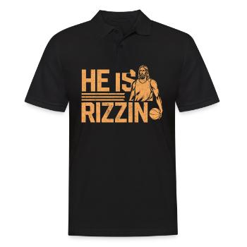 He rizzin baskeball Oster Jesus - Männer Poloshirt - Schwarz - Vorne - Kai (181cm)