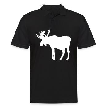 Elch Hirsch Geweih Rentier Geschenk Geschenkidee - Männer Poloshirt - Schwarz - Vorne - Kai (181cm)