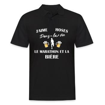 J'aime 2 choses le marathon et la bière t-shirt - Polo Homme - noir - Devant - Kai (181cm)
