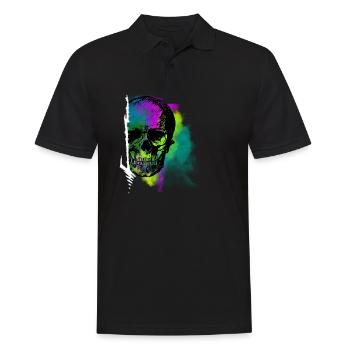 Colour Skull - Männer Poloshirt - Schwarz - Vorne - Kai (181cm)