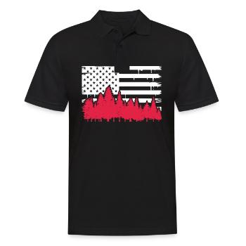 usa flag wildlife forest design - Men's Polo Shirt - black - Front - Kai (181cm)