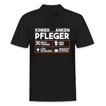 Pfleger Pflegekraft Kinderkrankenpfleger - Männer Poloshirt - Schwarz - Vorne - Kai (181cm)