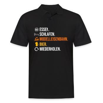 Eisenbahn Bier Dampflok Eisenbahner Modelleisenbah - Männer Poloshirt - Schwarz - Vorne - Kai (181cm)