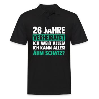 Ehe Jadehochzeit 26 Jahre Verheiratet Hochzeitstag - Männer Poloshirt - Schwarz - Vorne - Kai (181cm)