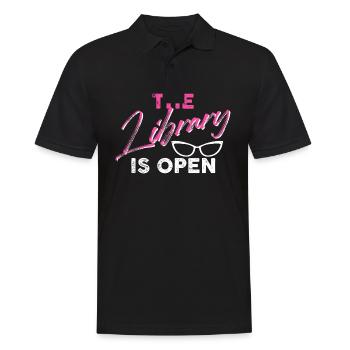The library is open - Men's Polo Shirt - black - Front - Kai (181cm)