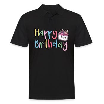 Joyeux anniversaire Joyeux gâteau d’anniversaire - Polo Homme - noir - Devant - Kai (181cm)