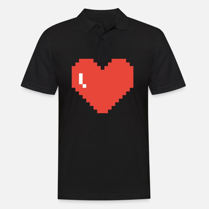 Großes Herz Pixel Art - Männer Poloshirt - Schwarz