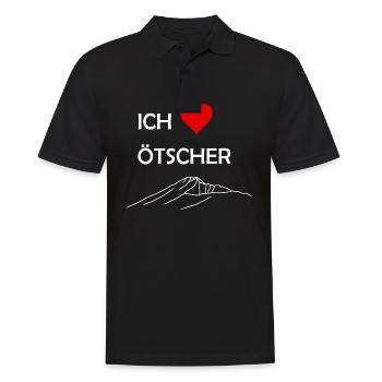 Ötscher, Kalkalpen, Niederösterreich, Berg, Herz - Männer Poloshirt - Schwarz - Vorne - Kai (181cm)