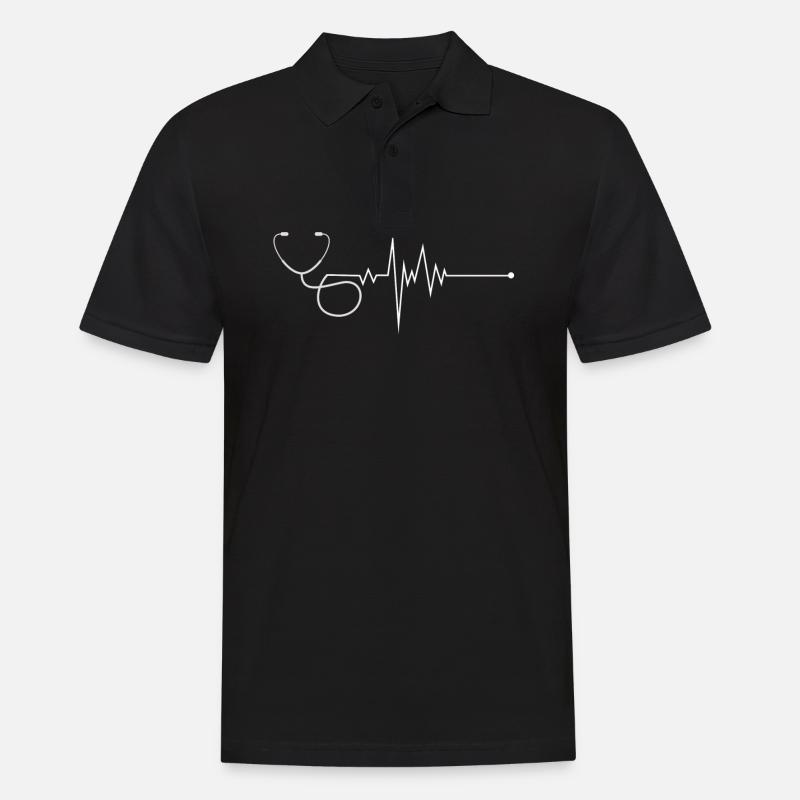 Doktor Stethoscope Hearbeat - Männer Poloshirt - Schwarz