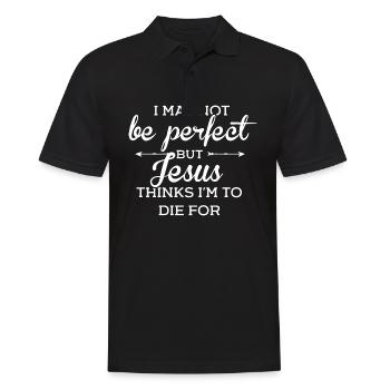 Ich bin nicht perfekt aber Jesus ist es - Männer Poloshirt - Schwarz - Vorne - Kai (181cm)