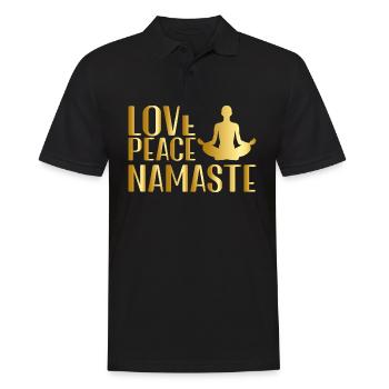 Yoga Pose Love Peace Namaste - Men's Polo Shirt - black - Front - Kai (181cm)
