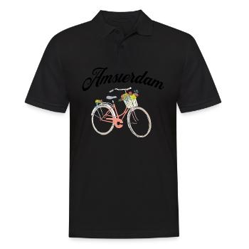 Amsterdam Fleur Vélo Souvenir Hollandais - Polo Homme - noir - Devant - Kai (181cm)