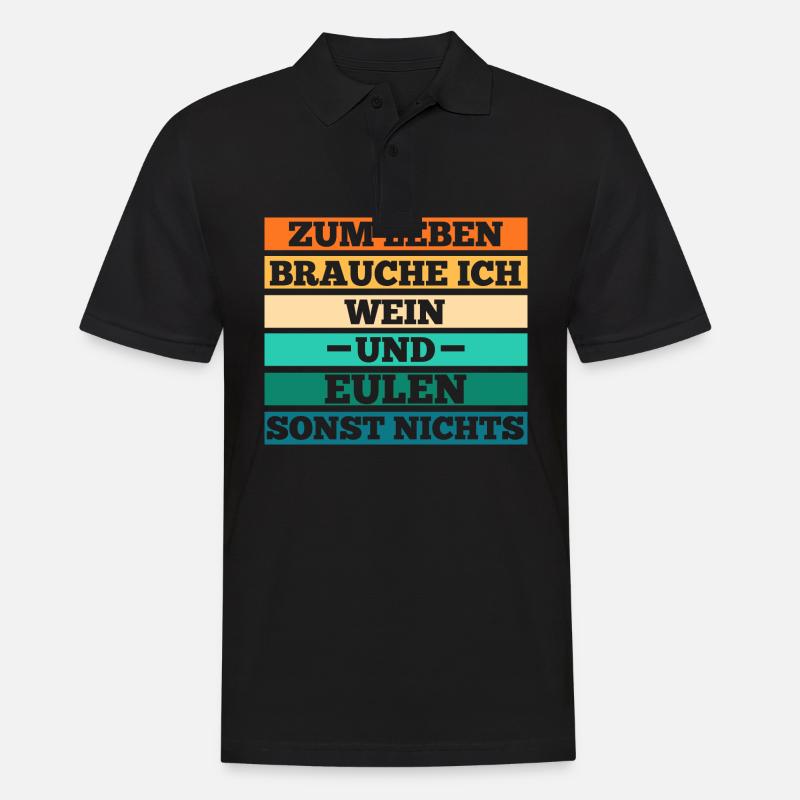 Wein Eulen - Männer Poloshirt - Schwarz