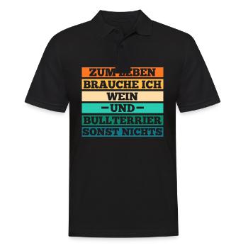 Hund Wein Bullterrier - Männer Poloshirt - Schwarz - Vorne - Kai (181cm)