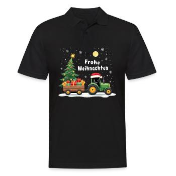 Fröhliche Weihnachten Santa Traktor Bauer Fährt - Männer Poloshirt - Schwarz - Vorne - Kai (181cm)