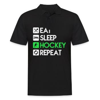Puck Eat Sleep Hockey Repeat Gift Shirt - Men's Polo Shirt - black - Front - Kai (181cm)