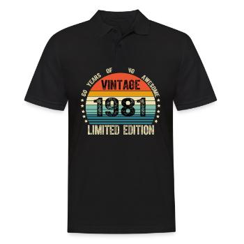 Vintage 1981 43 Years Old 43th Birthday Limited - Polo Homme - noir - Devant - Kai (181cm)