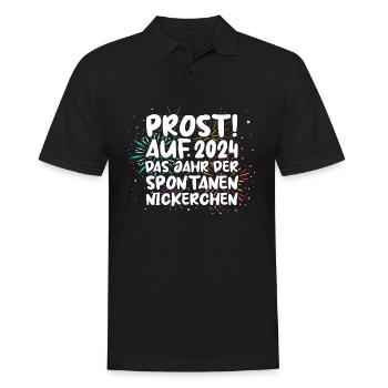 Neujahr Feuerwerk Silvester 2024 - Männer Poloshirt - Schwarz - Vorne - Kai (181cm)