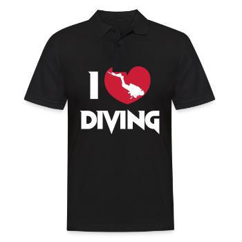 I Love Diving Scuba Diver Heart Deep Sea Explorer - Männer Poloshirt - Schwarz - Vorne - Kai (181cm)