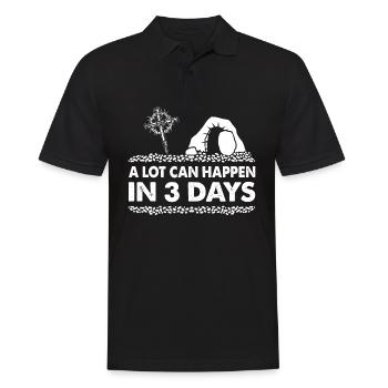 Kreuz Christ Jesus In 3 Tagen kann viel passieren - Männer Poloshirt - Schwarz - Vorne - Kai (181cm)