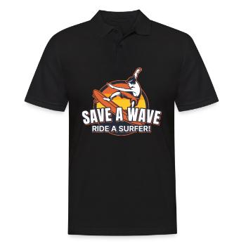 Save a wave ride surfer surflife - Men's Polo Shirt - black - Front - Kai (181cm)