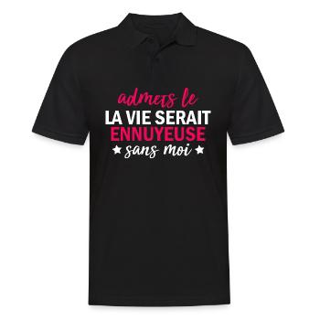 t-shirt quote humor boring life without me - Men's Polo Shirt - black - Front - Kai (181cm)