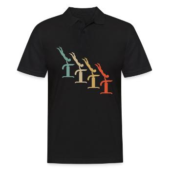 Retro Vintage Style Gymnastik Turnen Akrobatik - Männer Poloshirt - Schwarz - Vorne - Kai (181cm)