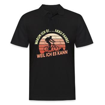 Warum Ich Ohne Akku Fahre Weil Ich Es Kann - Männer Poloshirt - Schwarz - Vorne - Kai (181cm)