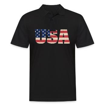USA US Flag Patriots America July 4 - Men's Polo Shirt - black - Front - Kai (181cm)