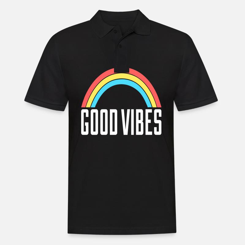 Good Vibes Regenbogen - Männer Poloshirt - Schwarz