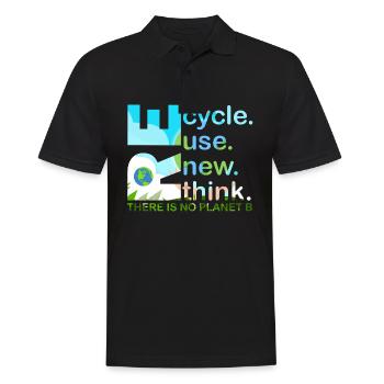 Recycle Reuse Renew Rethink Is Planet Earth Day - Men's Polo Shirt - black - Front - Kai (181cm)