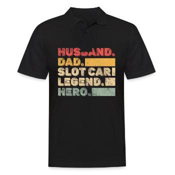 Husband Dad Slot car legend Hero - Men's Polo Shirt - black - Front - Kai (181cm)