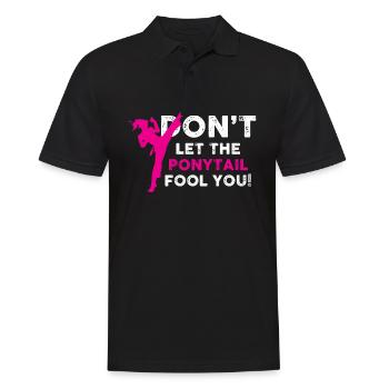 dont let the ponytail fool you Design for a kung - Men's Polo Shirt - black - Front - Kai (181cm)